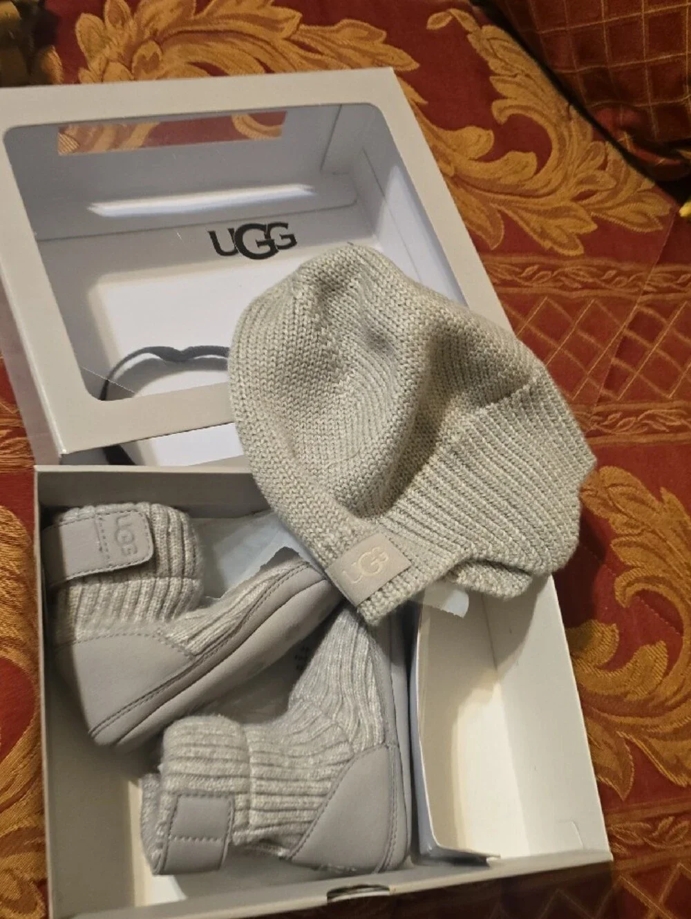 UGG Baby Knit Suede Booties in Light Gray [Baby 2/3] New